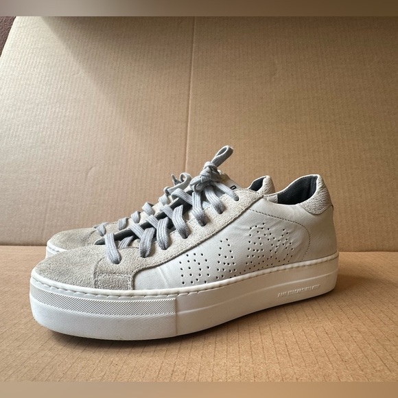 P448 “Thea” Platform Sneaker in Coyote White Suede And Leather Size 39 - Picture 1 of 8